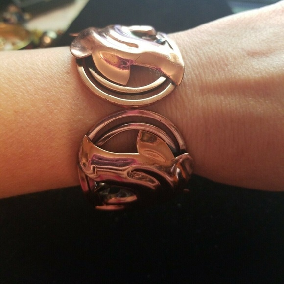 Vintage Signed Renoir COPPER HINGED BRACELET LEAF - Picture 2 of 4